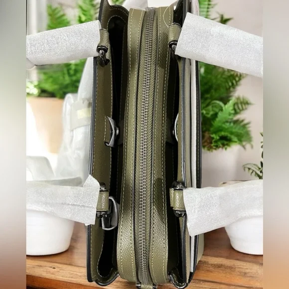 NWT Coach Leather LILLIE Carryall Satchel, Kelp Green $428 - Picture 6 of 10